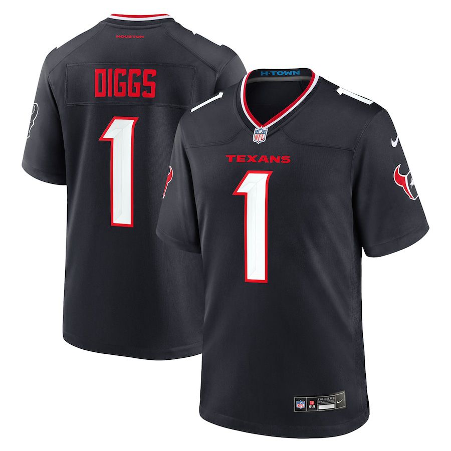 Men Houston Texans #1 Stefon Diggs Nike Navy Game NFL Jersey